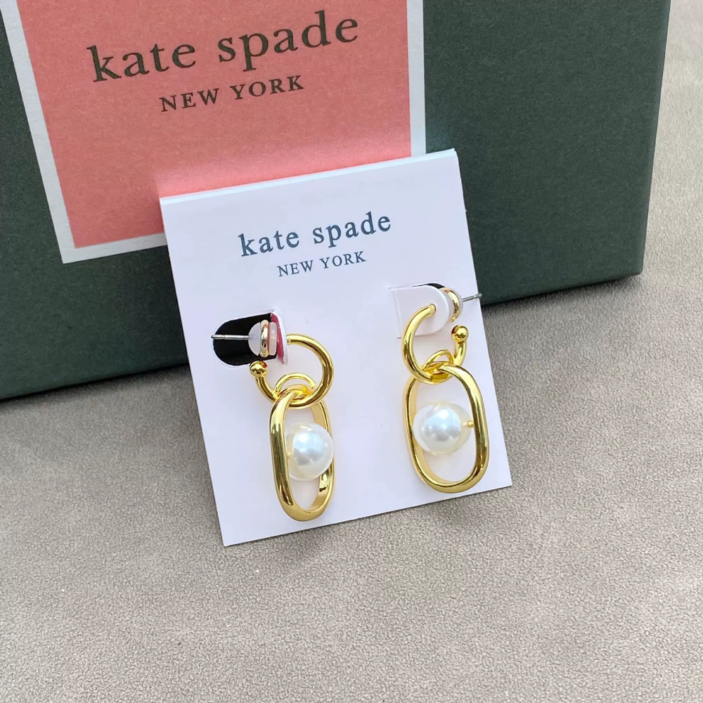 kate spade Vintage Pearl Inlay Earrings Delicate Design Lines Trendy